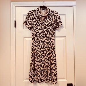 Diane Von Furstenberg Brown and Cream Patterned Dress